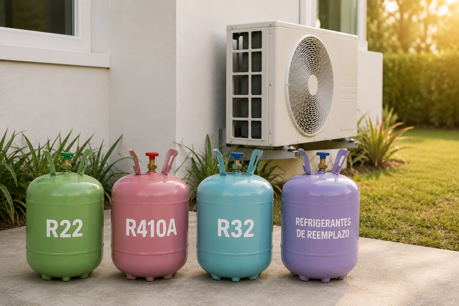 Botellas de gas refrigerante para aire acondicionado (R22, R410A y R32)